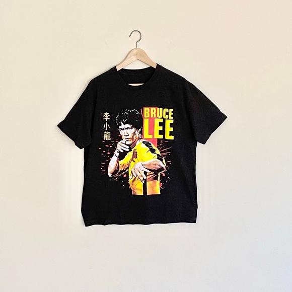 Bruce Lee Game Of Death Yellow Jumpsuit Graphic Black T Shirt Adult Sz Large - Picture 1 of 5